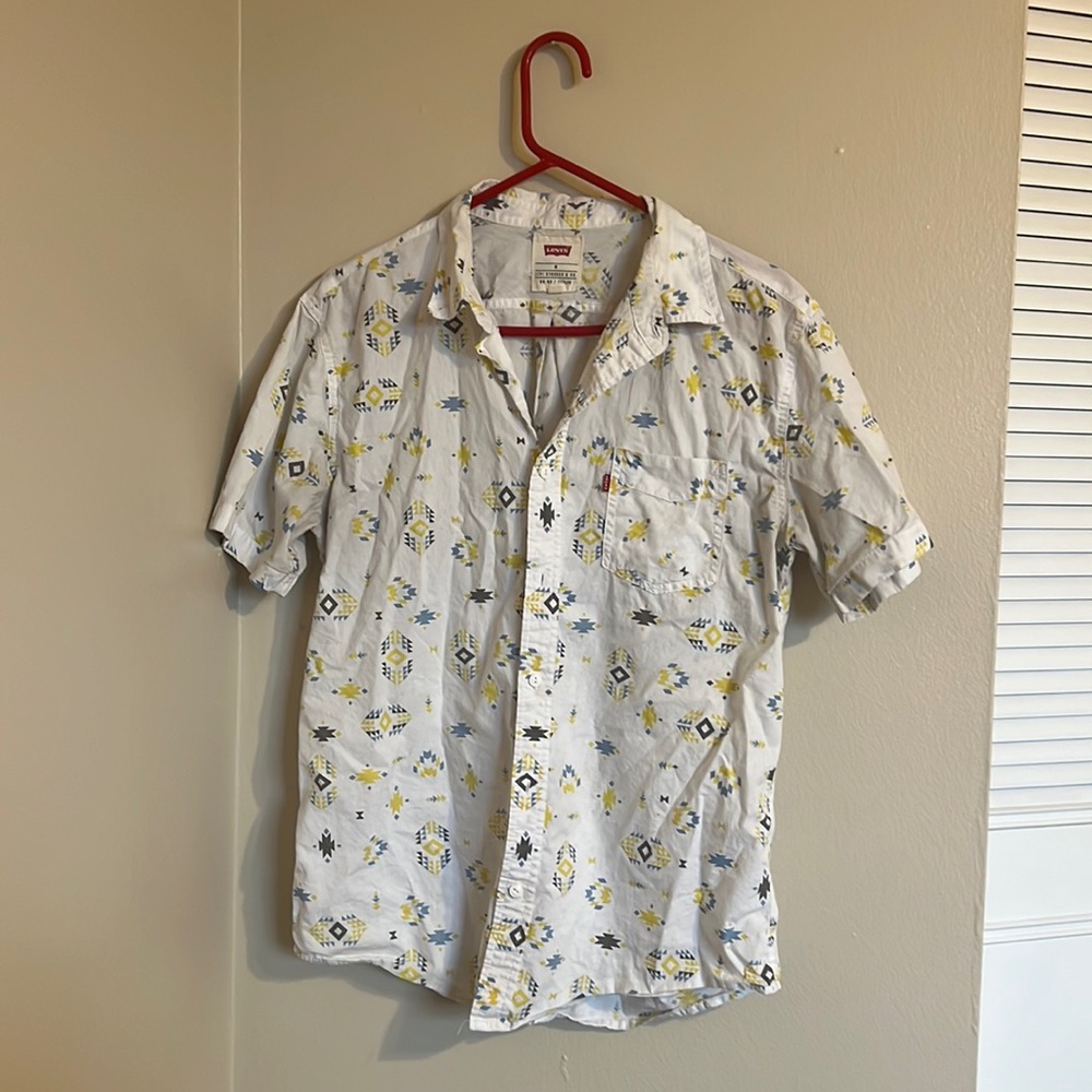 Levi Mens Shirt Sleeve Western Print Button Down